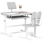 Height Adjustable Kids Desk And Chair Set W/ Tilted Desktop | Grey