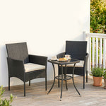 3 Piece Rattan Bistro Set With 2 Tier Glass-top Table, Chairs | White