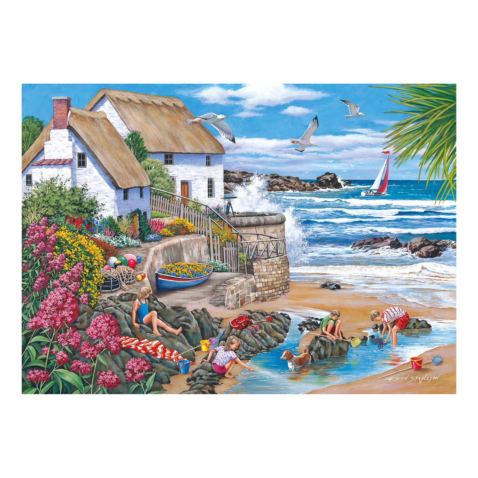Seaspray Cottages Jigsaw - Big 500 Piece Jigsaw Puzzle For Adults, With Extra Large Pieces