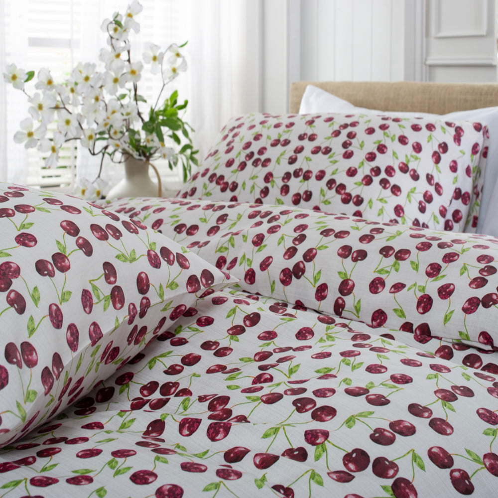 Cherry Baby Printed Cotton Rich 200 Thread Count Duvet Cover Set | Super King | Multi Colour