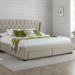 Newton Velvet 4 Drawer Storage Bed | Double | Natural
