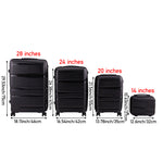 4pcs Lockable Travel Suitcase Set | Black