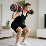 4-in-1 Adjustable Weight Dumbbells Set, Free Weights | 20kg | Red