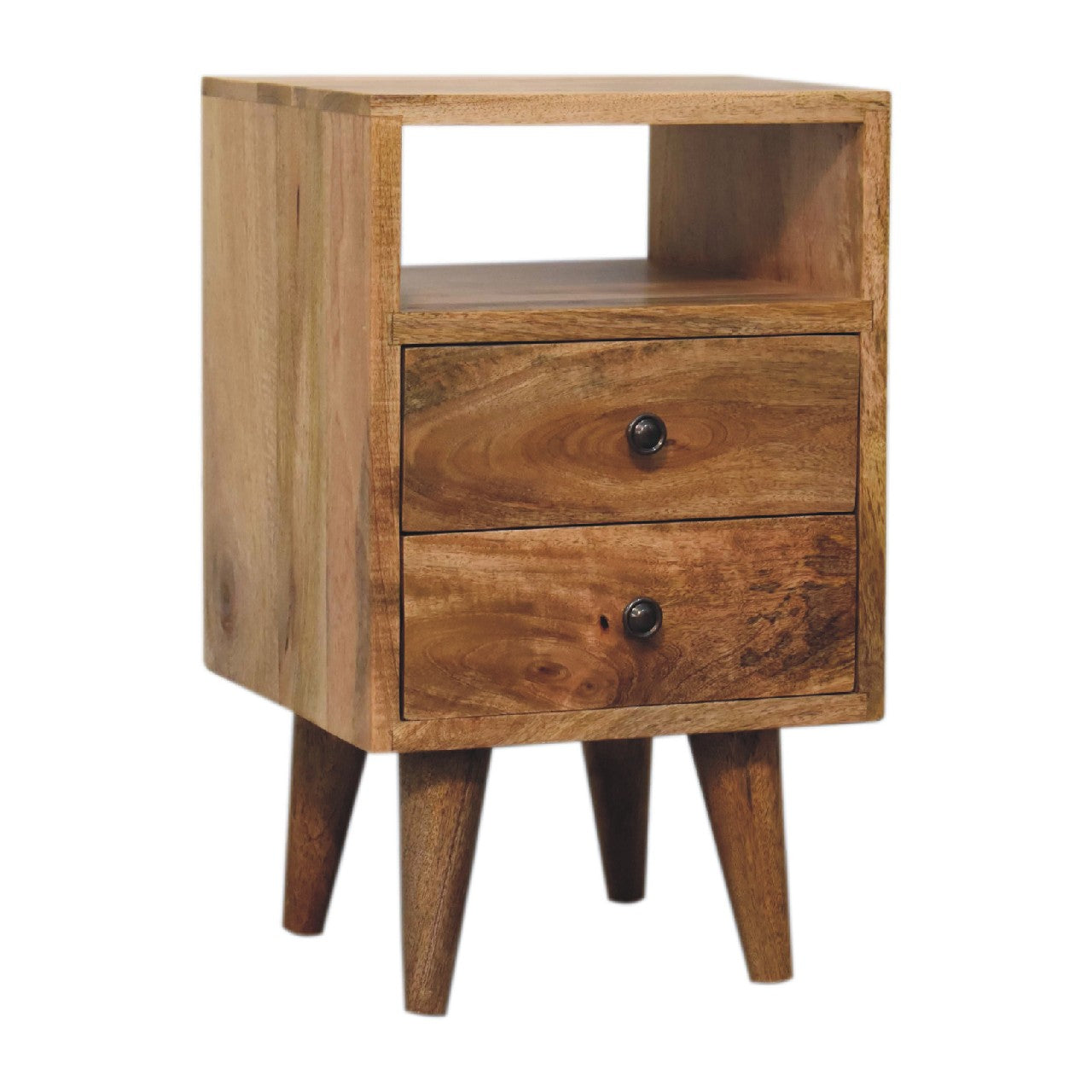 Solid Wood Mini Oak-ish Classic Open Bedside