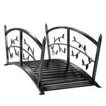 Outsunny 1.2m Metal Garden Bridge With Safety Railings, Outdoor Pond Bridge