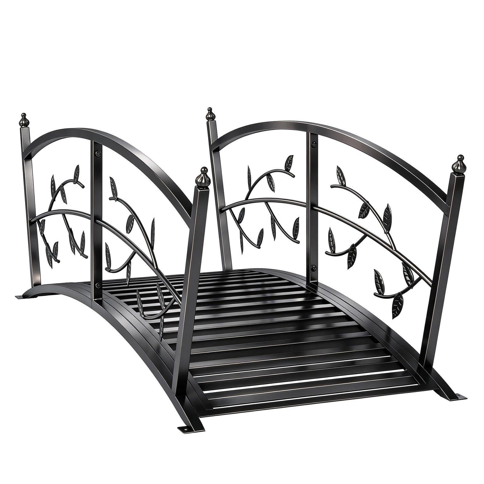 Outsunny 1.2m Metal Garden Bridge With Safety Railings, Outdoor Pond Bridge