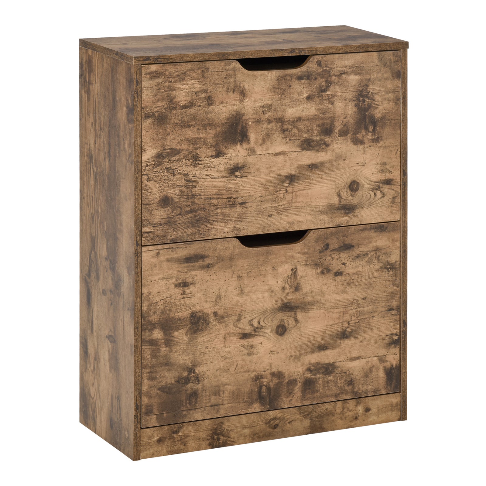 2/3 Drawer Shoe Cabinet Industrial Shoe Cupboard Flip Door | Medium | Brown
