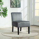 Valina Velvet Fabric Armless Accent Chair | Grey