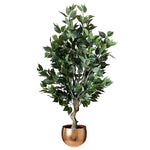 100cm Premium Artificial Ficus Twist Tree Copper Curve Planter