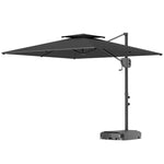 Garden Cantilever Parasol W/ Weighted Base Tilt Crank | Dark Gray
