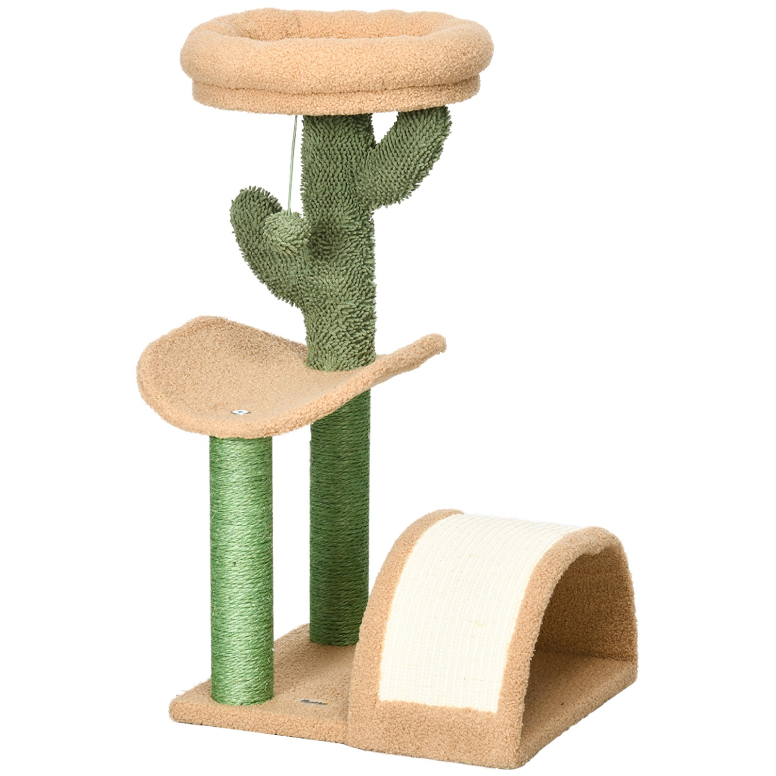 72cm Cat Activity Centre W/ Bed, Toy Ball, Sisal Post, Curved Pad
