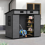 6x4ft Outdoor Plastic Storage Shed With Floor, Window, 2 Vents & Double Lockable Doors,wood Grain Design
