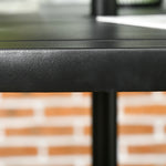 Garden Table W/ Parasol Hole, Round Slatted Metal Top, Black