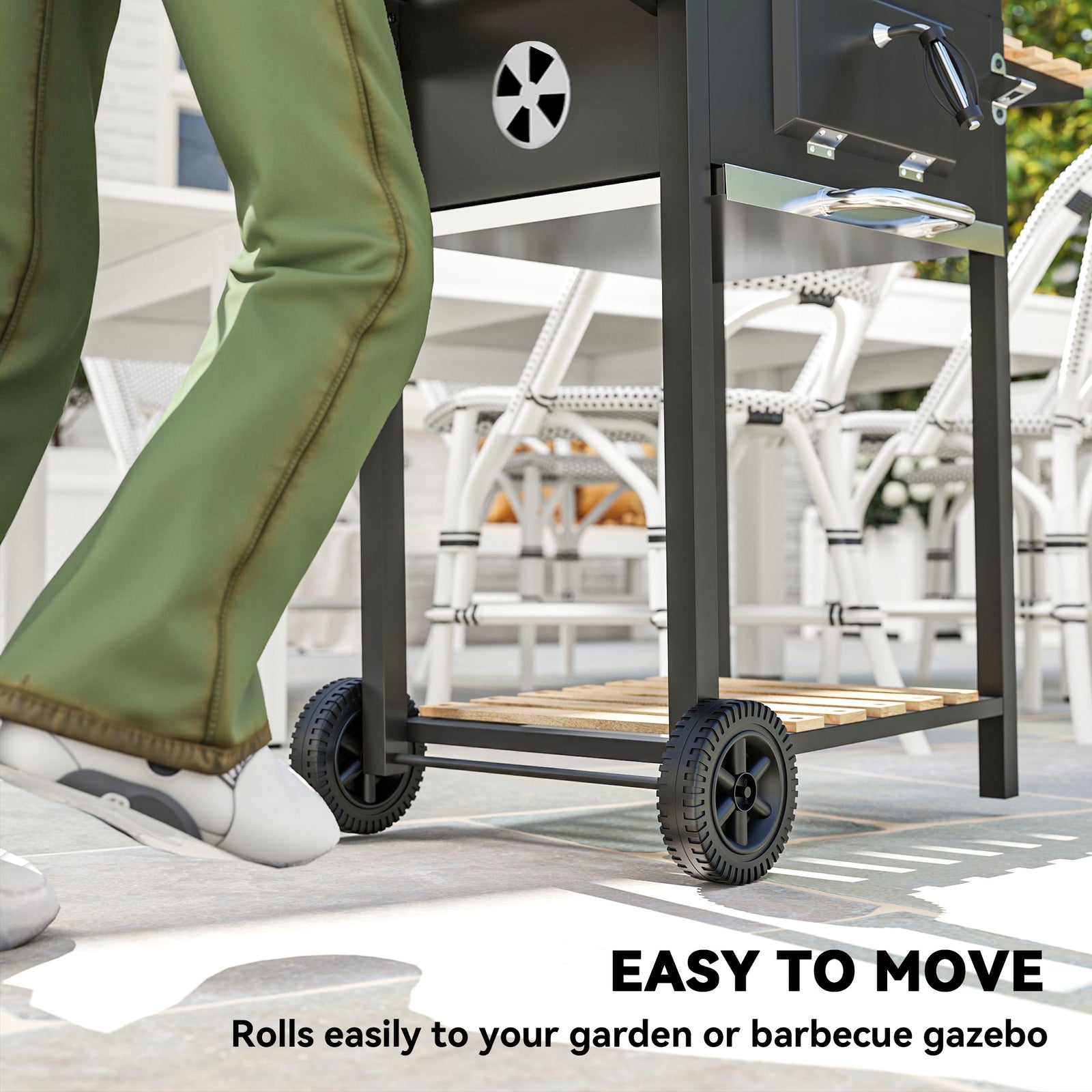 Outsunny Charcoal Bbq Grill W/ Warming Rack 3 Shelves Temperature