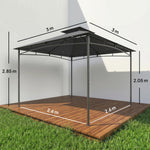  3 X 3 M Gazebo, Outdoor Gazebo Canopy With 2-tier Roof | Grey