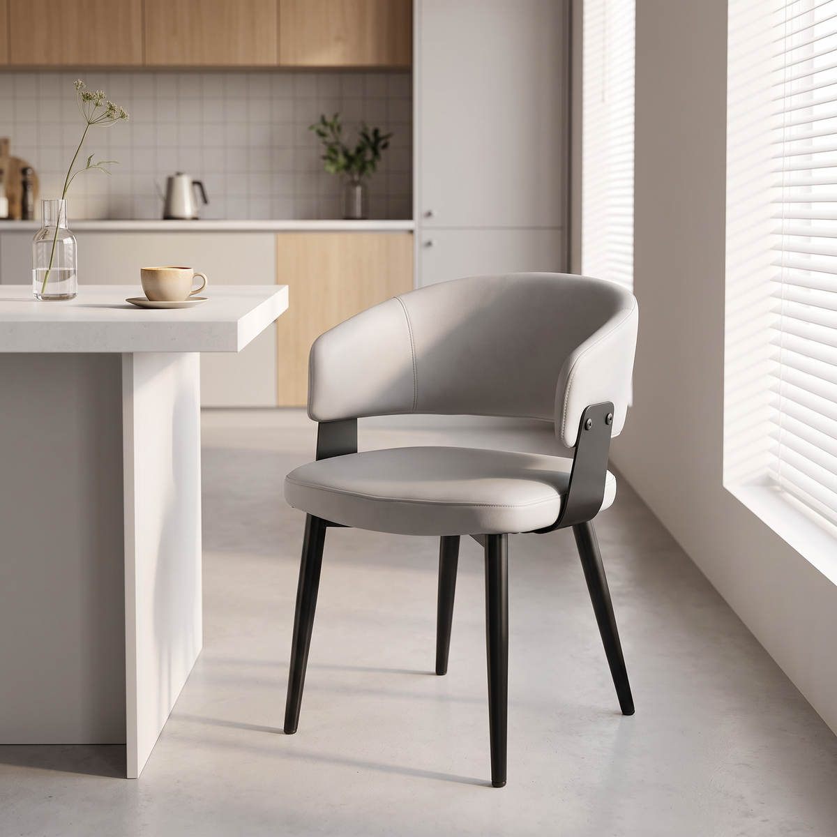 Breeins Set Of 2 Modern Pu Leather Dining Chair