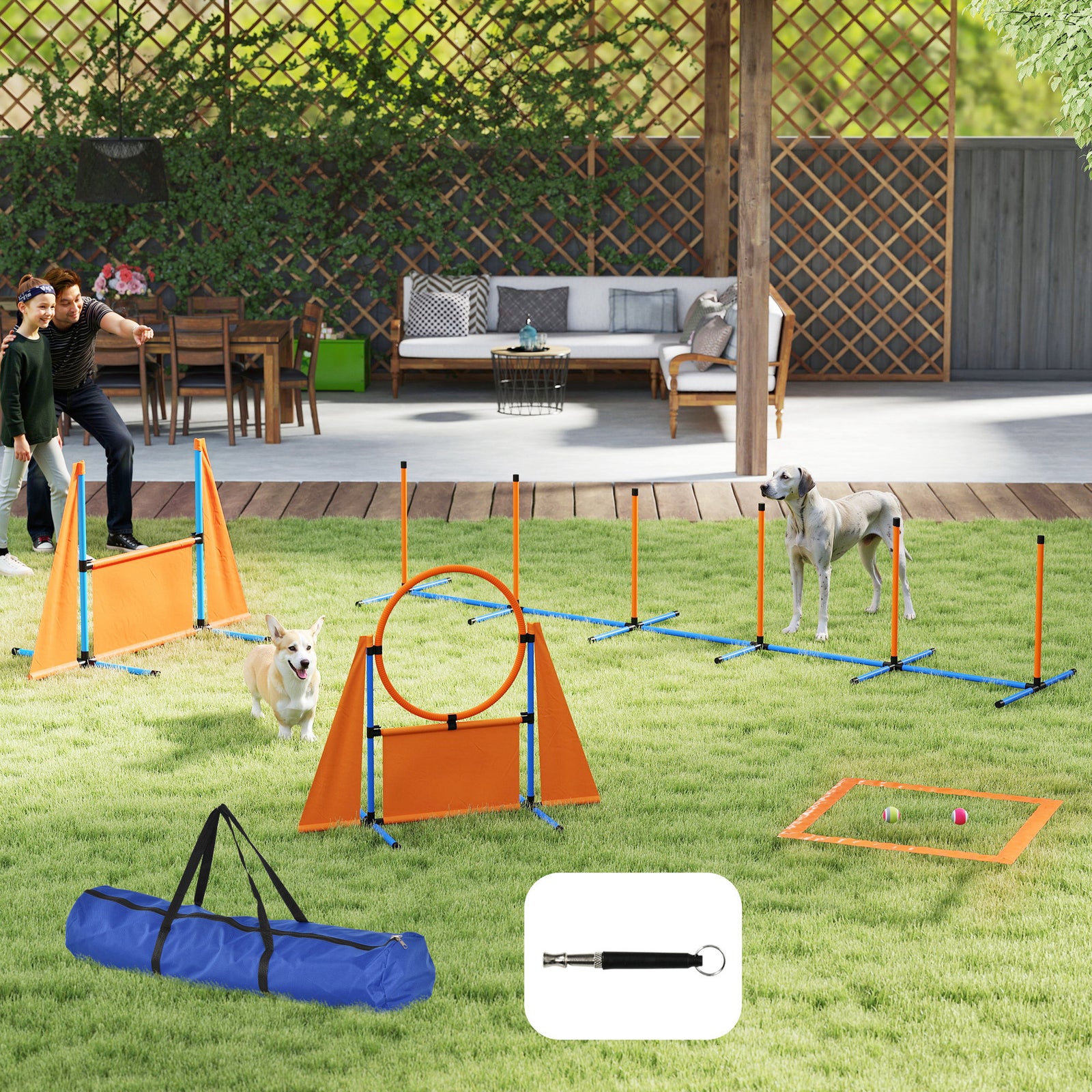 6 Pieces Dog Agility Equipment, Obstacle Training Course Kit, Orange
