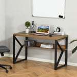 Workstation Desk With Storage Shelf, Brown