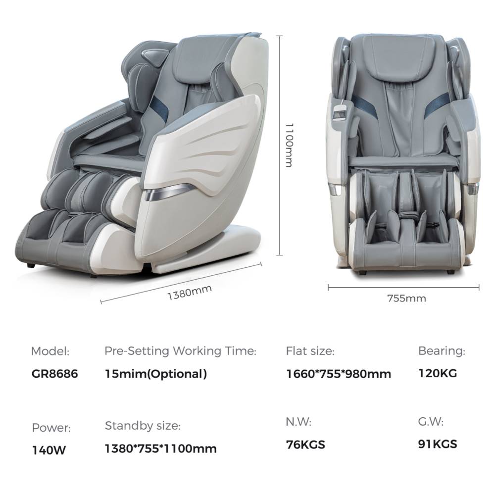 Zero Gravity Back Heated Full Body Massage Chair With Handheld Controller | White
