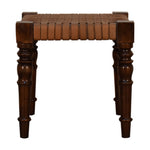 Artisan Furniture Solid Wood Woven Leather Footstool