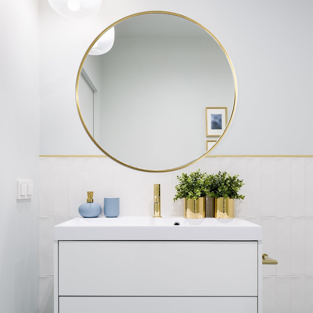 40cm/60cm Diameter Nordic Round Bathroom Framed Mirror Wall Hanging | 40cm | Gold