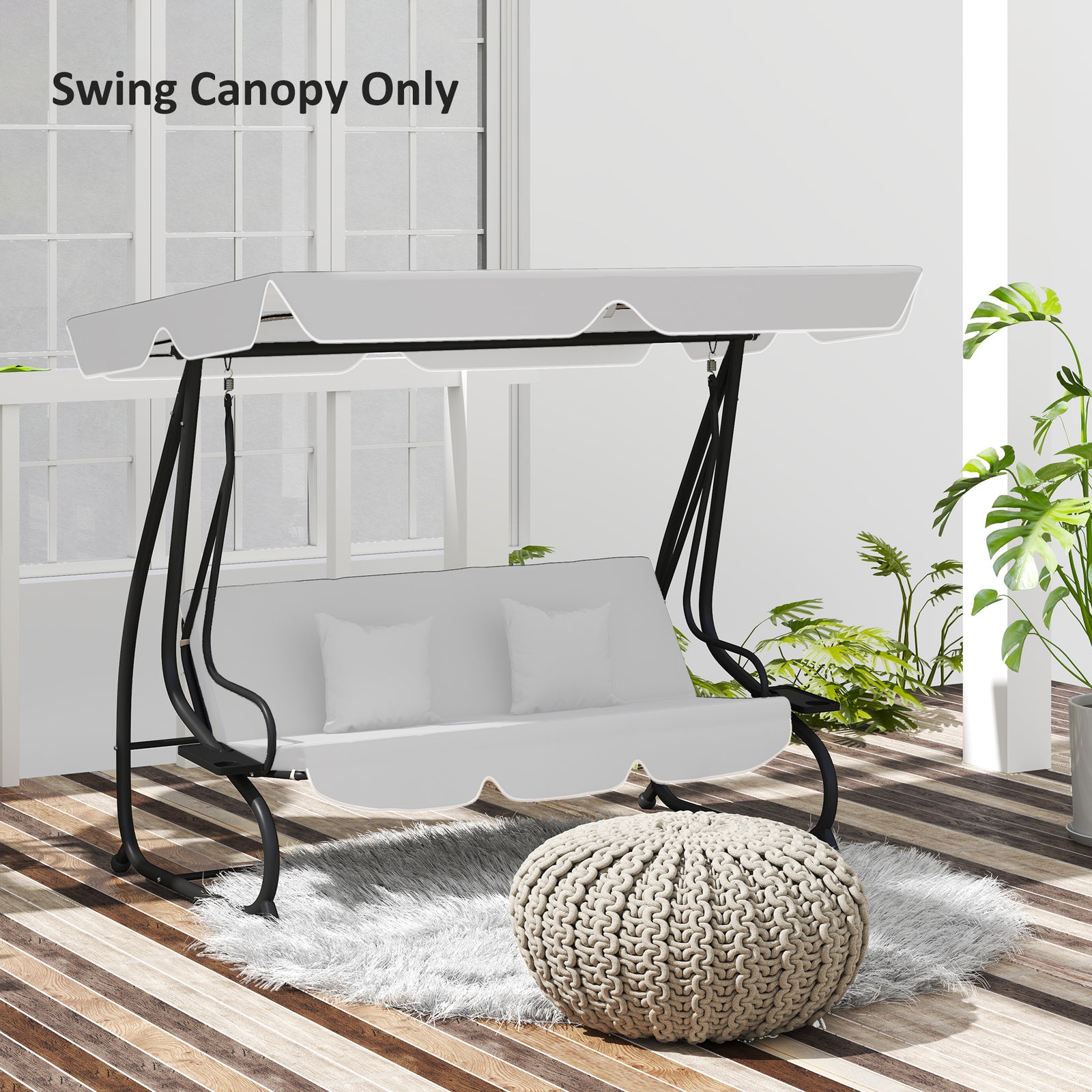 Waterproof Garden Swing Canopy Replacement 3 Seater | Light Grey