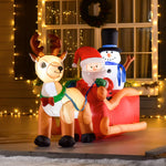 4ft Christmas Inflatable Santa Claus On Sleigh Deer Led