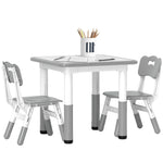3 Pcs Height Adjustable Kids Table And Chair Set For Playroom | Grey