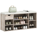 Shoe Storage Cabinet Bench W/ Cushion Adjustable Shelves Grey