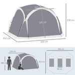Dome Tent For 6-8 Person Camping Tent W/ Zipped Mesh Doors Lamp Hook | Grey