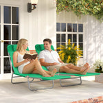 2 Pieces Sun Loungers Foldable Reclining Chair | Dark Green