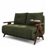 3-in-1 Convertible Sofa Bed With Side Table | Modern Sleeper Chair, Chaise Lounge & Floor Bed | Solid Wood Armrests & High-resilience Foam | Small | Green