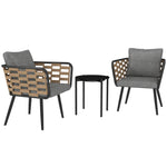 3 Pieces Rattan Bistro Set, Wicker Garden Furniture Set