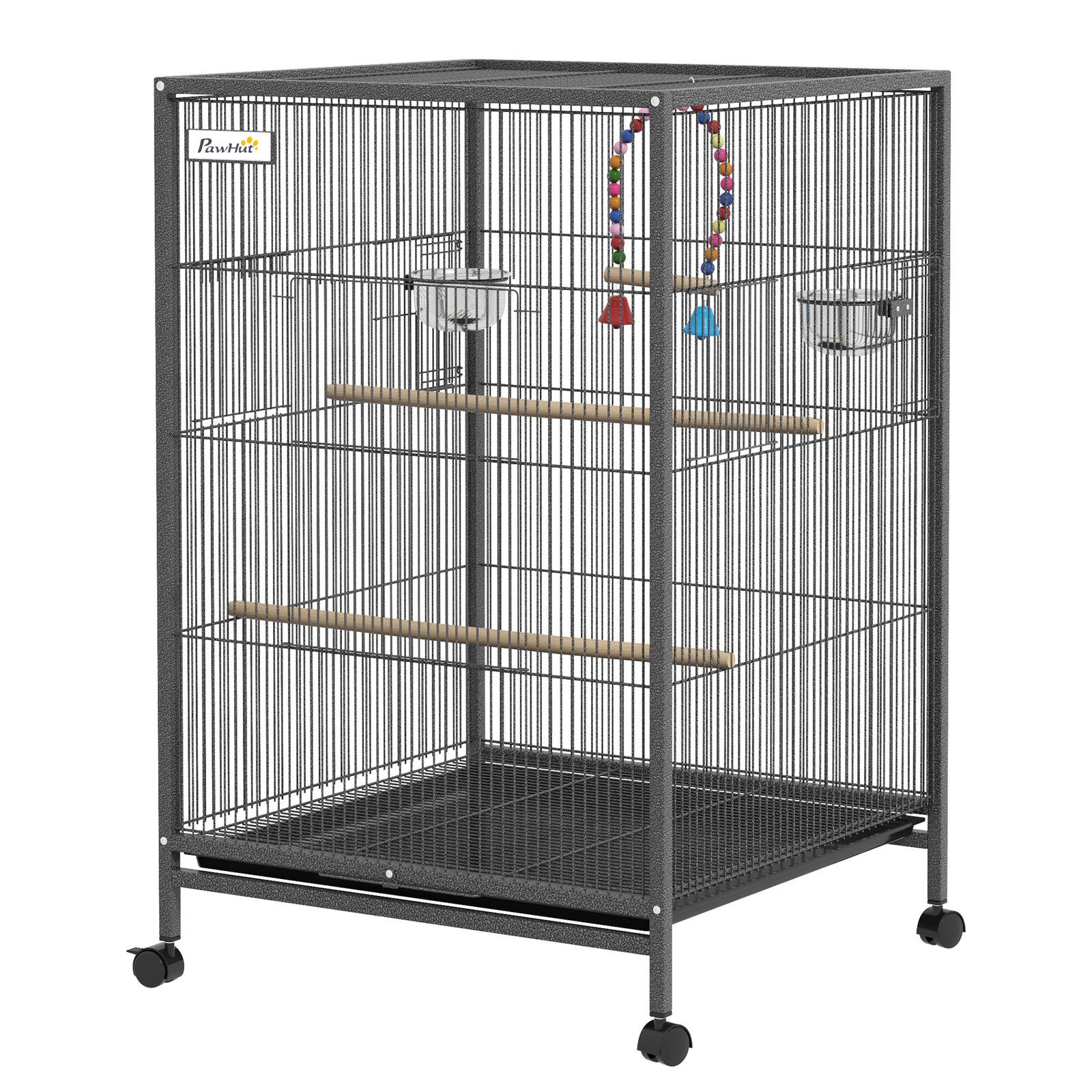 Bird Cage With Rolling Stand For Small Birds - Grey