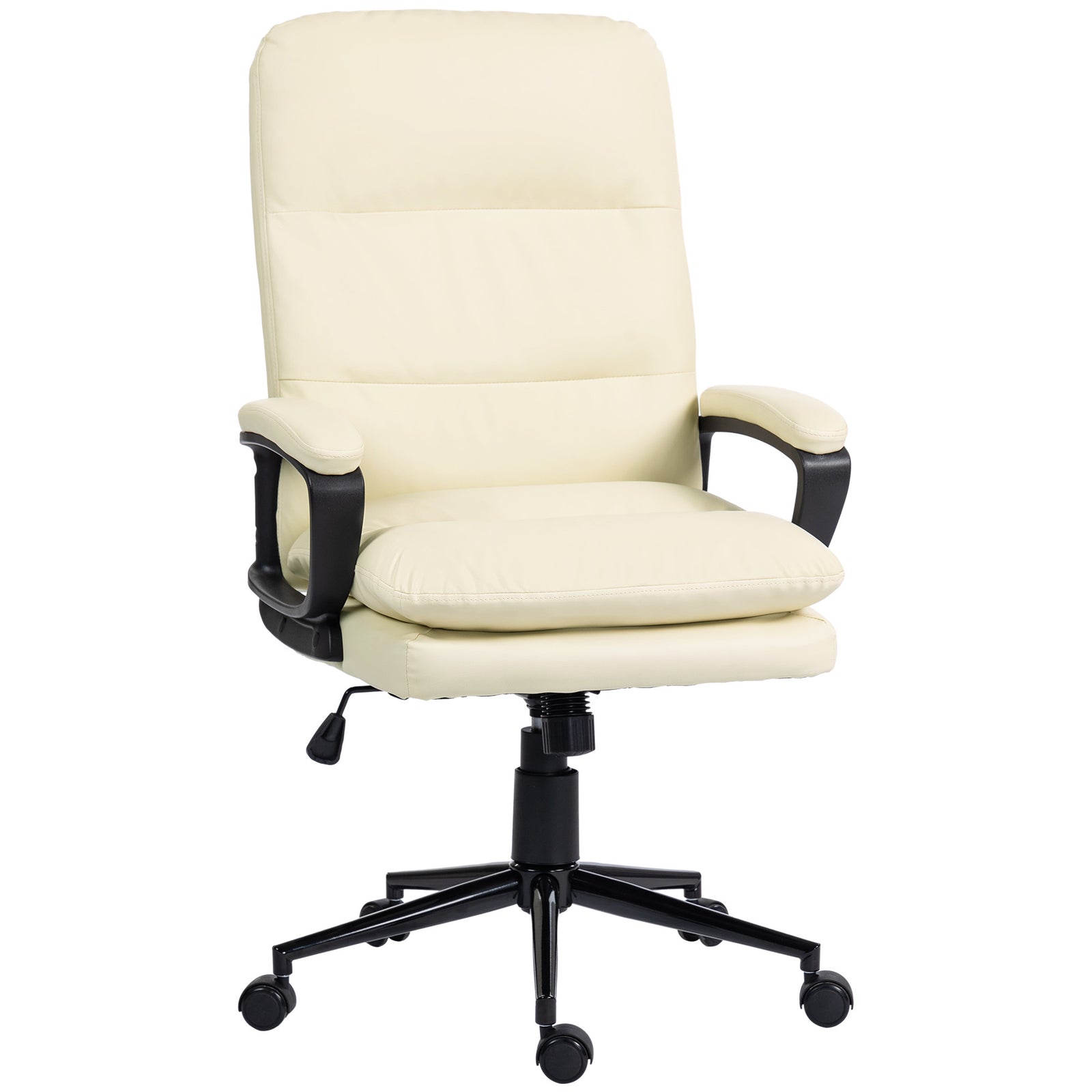Faux Leather Office Chair Adjustable | Cream