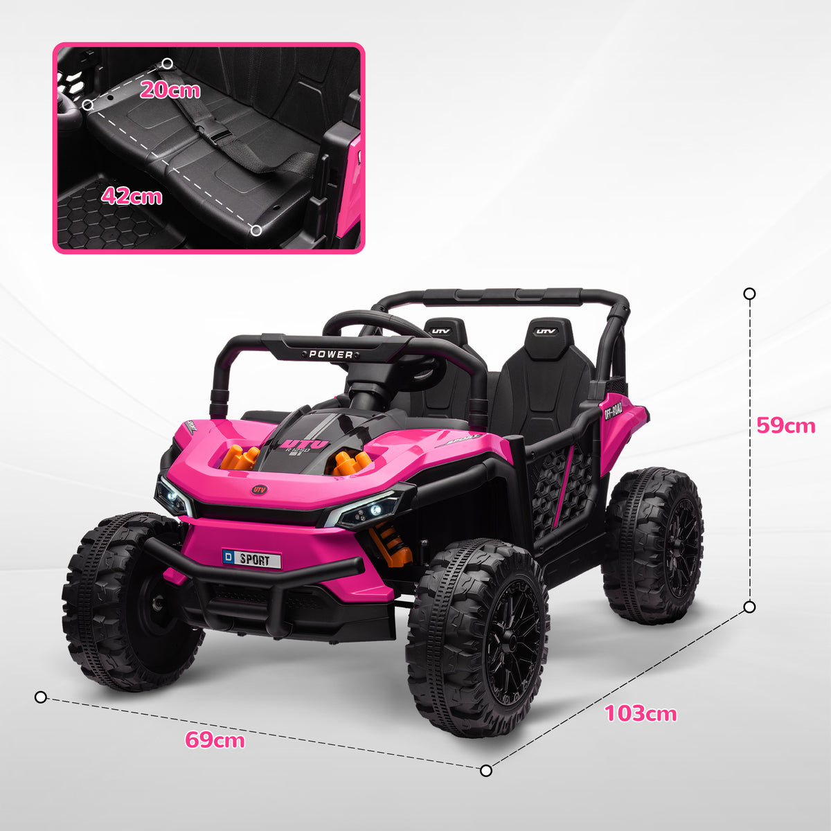12v Kids Ride On Car, Electric Truck W/ Remote, Four Suspension Wheels | Pink