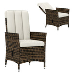 Rattan Recliner Chair, Wicker Armchair With Backrest | Cream