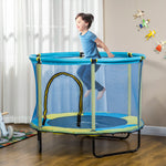 55" Kids Trampoline With Enclosure Net For Toddler 1-6 Years Blue