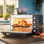 34l Mini Oven Hob Cooker Grill With Electric Hob Double Hotplate Tabletop Black