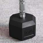 17.5kg Hex Rubber Dumbbell For Home Exercise | Black