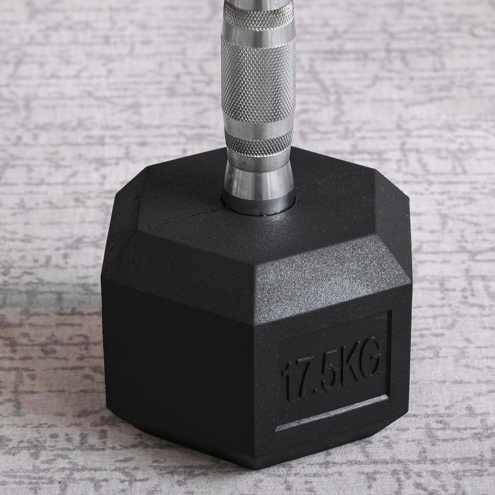 17.5kg Hex Rubber Dumbbell For Home Exercise | Black