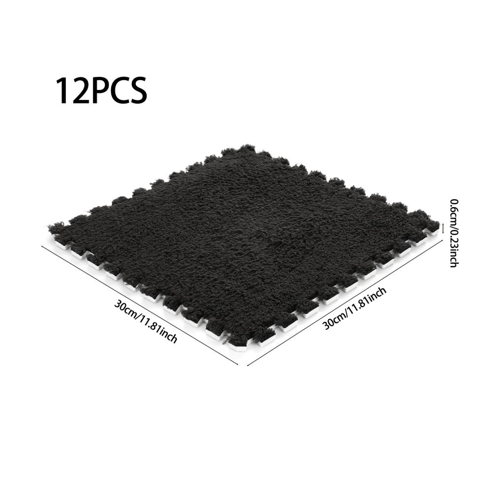 12pcs Interlocking Foam Play Mats For Kids – Soft, 30cm X 30cm Puzzle Floor Tiles | Black