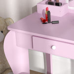 Dressing Table With Mirror And Stool, Drawer, Storage Boxes, Cloud Design | Pink