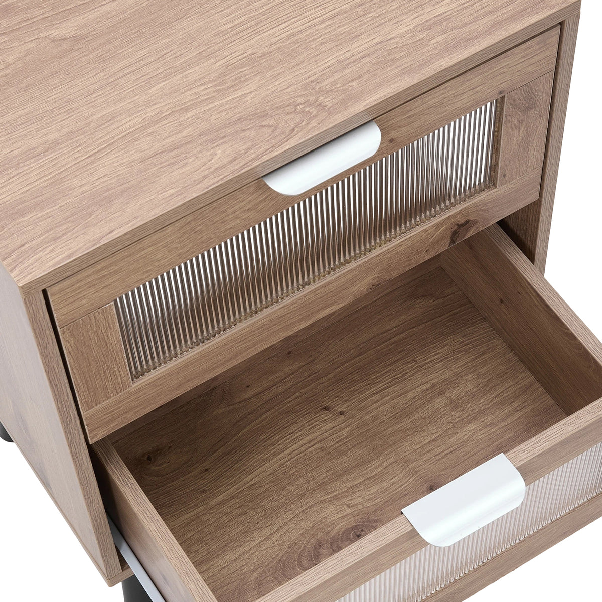 Breeins Modern Dual-drawer Bedside Table With Solid Wood Legs