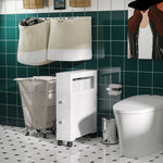 Narrow Bathroom Storage Unit 2 Drawers Open Top 4 Wheels
