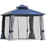 Pc Hardtop Gazebo W/ Double Roof & Aluminium Frame | Medium | Charcoal Gray
