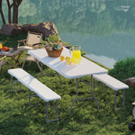 3 Piece Folding Picnic Table And Bench Set W/ Handles