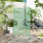 Outsunny 6.5ft Metal Outdoor Privacy Screen Panel W/ Stand, Leaf Style
