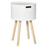 Side Table Wood Nightstand W/ Hidden Storage Space | White