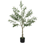 Indoor Artificial Plant, Faux Potted Silk Olive Tree | Small | Green